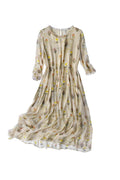 Geblümtes Seidenkleid mit hoher Taille – Florina