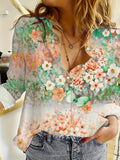 Damen Freizeitbluse Floraler Print Locker Chic – Laura