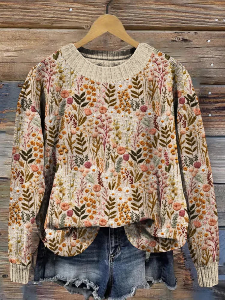 Blumenpullover Damen Bequem Elegant Florales Design – Norellia