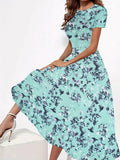 Blumenkleid mit Rundhalsausschnitt und kurzen Ärmeln – Charlene