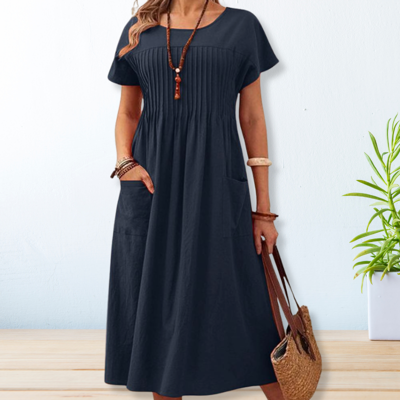 Midi Kleid Damen mit Taschen A-Linie – Valenya