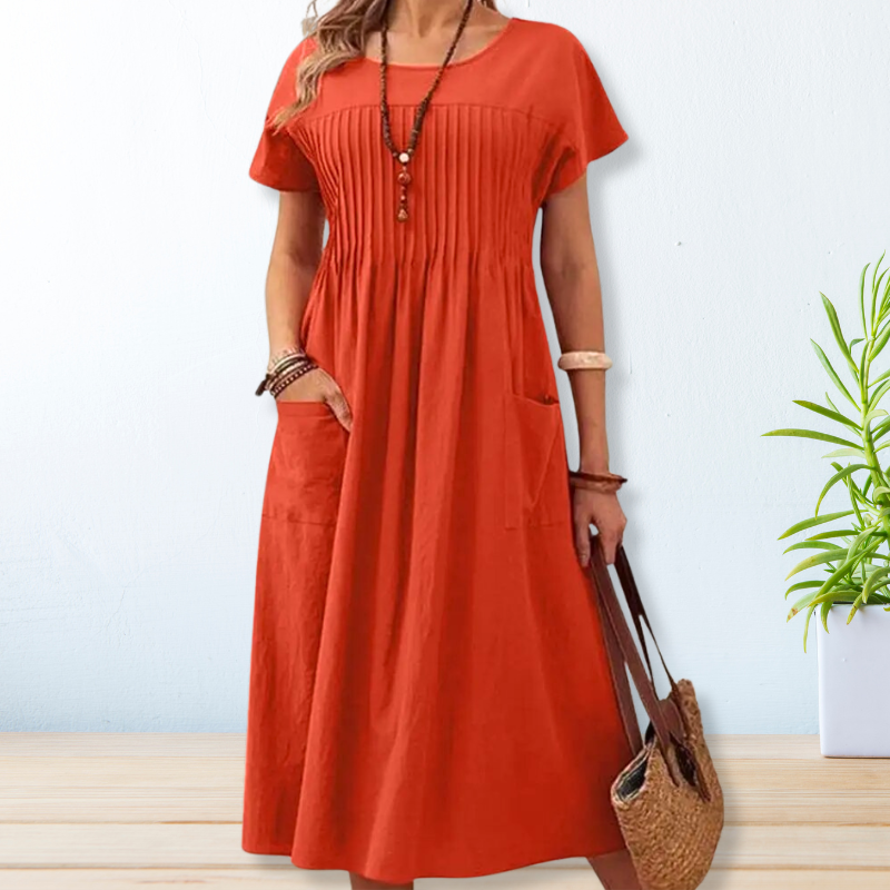 Midi Kleid Damen mit Taschen A-Linie – Valenya