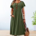Midi Kleid Damen mit Taschen A-Linie – Valenya