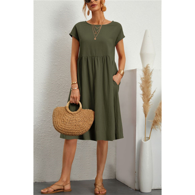Jersey Midi-Kleid in A-Linie mit kurzen Ärmeln – Natalia