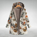 Damen Fleecejacke Warm Floral Winter Kapuze – Amalia
