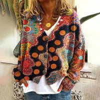 Boho Strickpullover Damen Bunt Locker Ethno Stil – Alariva
