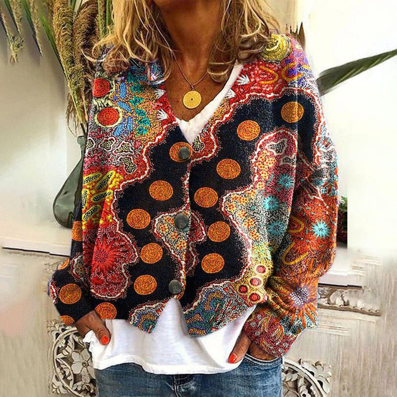 Boho Strickpullover Damen Bunt Locker Ethno Stil – Alariva