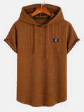 Herren T-Shirt mit Waffelkapuze und Bogensaum – Trevaro