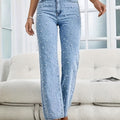 Straight-Leg Jeans mit Perlenverzierung – Mila