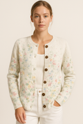 Damen Strickjacke Blumenmuster Romantisch Elegant – Florenya