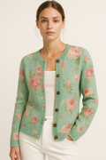 Damen Strickjacke Blumenmuster Romantisch Elegant – Florenya