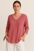 Oversized Damen V-Ausschnitt Top Sommer Elegant – Schonberg