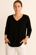 Oversized Damen V-Ausschnitt Top Sommer Elegant – Schonberg