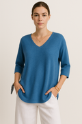 Oversized Damen V-Ausschnitt Top Sommer Elegant – Schonberg