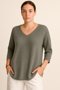 Oversized Damen V-Ausschnitt Top Sommer Elegant – Schonberg