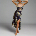 Midikleid Damen Elegant Blumen Tailliert Alltag Sommer – Elanoria