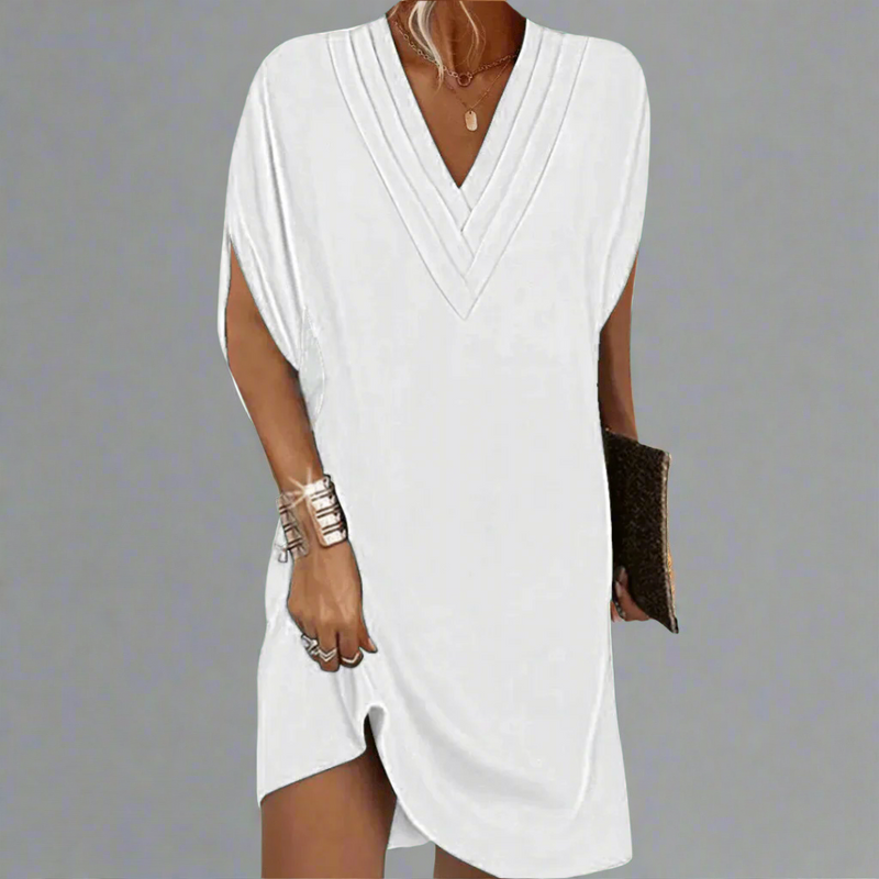 Kleid Damen Elegant V-Ausschnitt Figurfreundlich Komfort Alltag – Elverina