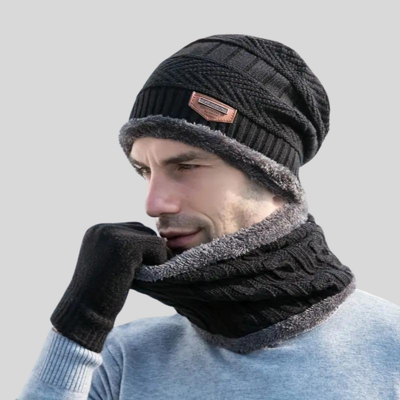 Winter Set Damen Mütze Schal Handschuhe aus Wolle – Alvara