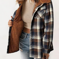 Damen Kapuzenjacke mit Karomuster und Fleecefutter – Rovena