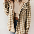 Damen Kapuzenjacke mit Karomuster und Fleecefutter – Rovena