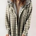 Damen Kapuzenjacke mit Karomuster und Fleecefutter – Rovena