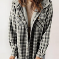 Damen Kapuzenjacke mit Karomuster und Fleecefutter – Rovena