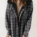 Damen Kapuzenjacke mit Karomuster und Fleecefutter – Rovena