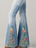 Flared Jeans mit Blumenmuster für Damen - Adelina