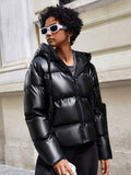 Warme Damen Winterjacke mit Kapuze und Taschen – Frieda