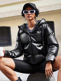 Warme Damen Winterjacke mit Kapuze und Taschen – Frieda