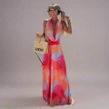 Sommerkleid Damen Tie-Dye Rückenfrei V-Ausschnitt Luftig – Solenya