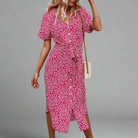 Luftiges Damen Sommerkleid mit Gürtel und Knopfleiste – Florina