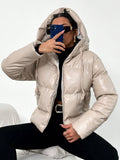 Warme Damen Winterjacke mit Kapuze und Taschen – Frieda
