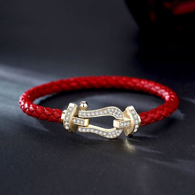 Geflochtenes Lederarmband mit Zirkonia für Damen – Sophie