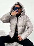 Warme Damen Winterjacke mit Kapuze und Taschen – Frieda