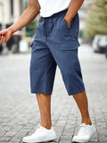 Cargo Shorts Herren Blau Kordelzug Streetstyle – Vayden