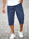 Cargo Shorts Herren Blau Kordelzug Streetstyle – Vayden