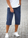 Cargo Shorts Herren Blau Kordelzug Streetstyle – Vayden