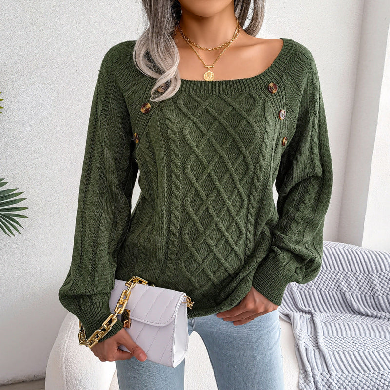Strickpullover mit elegantem Ausschnitt für Damen – Ella