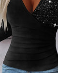 Überbluse Damen Elegant Pailletten Rüschen – Valeria