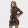 Mesh Minikleid mit Leopardenmuster und Rüschen – Elena