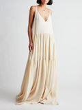 Maxi Sommerkleid Plissee Asymmetrisch Strandlook – Soraya