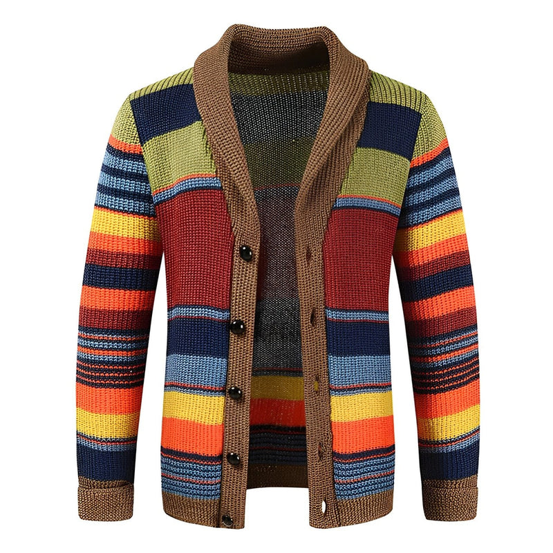 Herren Strickmantel Warm Leicht Elegant Streifen – Velcor