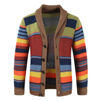 Herren Strickmantel Warm Leicht Elegant Streifen – Velcor