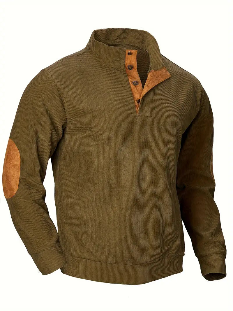 Cordpullover Herren Olivgrün Klassisch Bequem – Renaldo