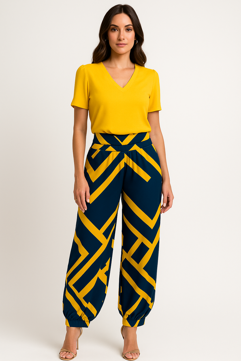 Zweiteiler Damen Set Bluse & Hose Elegant Komfort – Mavira