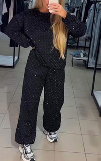 Damen Lounge Set mit glänzendem Punktemuster – Valynna