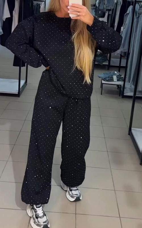 Damen Lounge Set mit glänzendem Punktemuster – Valynna