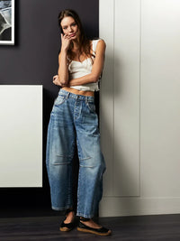 Mid-Rise Barrel Jeans für Damen – Livia