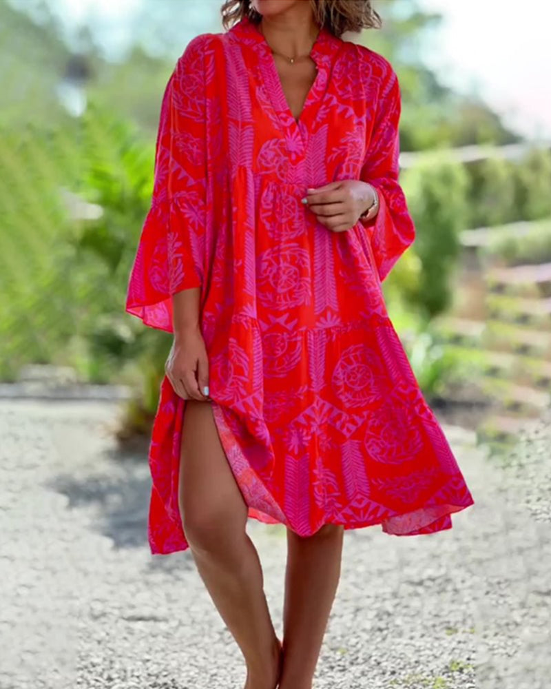 Boho Midi Kleid mit Muster für Damen – Elina